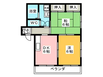 サンライズマンション(2DK/2階)の間取り写真