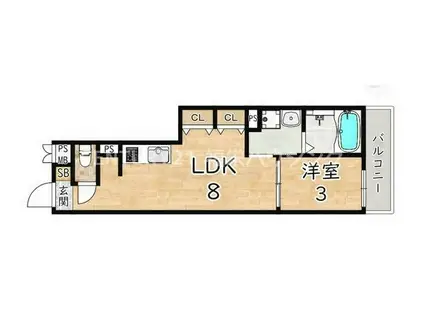 S-MOVE緑橋II(1LDK/4階)の間取り写真