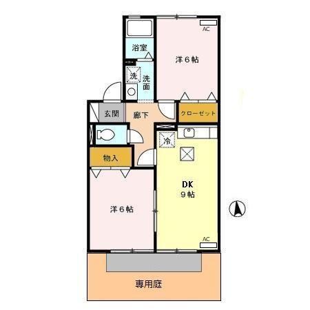 VILLALOUNIE(2DK/1階)の間取り写真