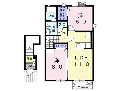 ブライドガーデンIIIA(2LDK/2階)の間取り写真