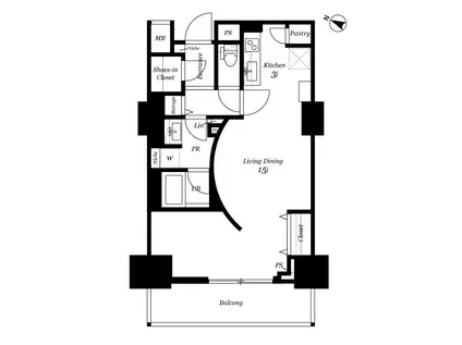 ロイヤルパークスER万代(ワンルーム/5階)の間取り写真