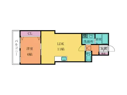 ザ・ポムロール(1LDK/4階)の間取り写真