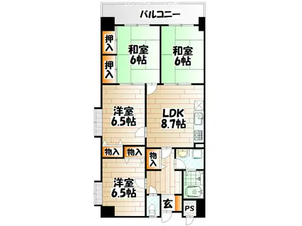 豊国赤坂スカイマンション(4LDK/2階)の間取り写真