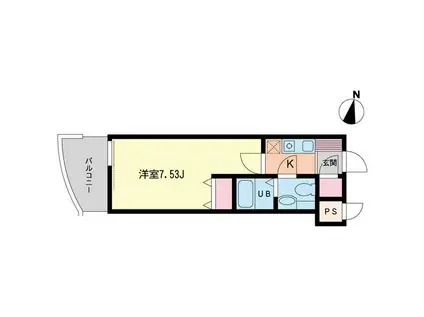 ベレール目黒(1K/2階)の間取り写真