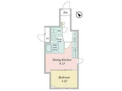 ライブフラット門前仲町(1DK/1階)の間取り写真