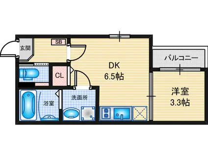 こぐまヴィラ尾頭橋(1DK/1階)の間取り写真