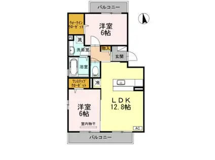 プリマベーラエスダブリュ-(2LDK/2階)の間取り写真