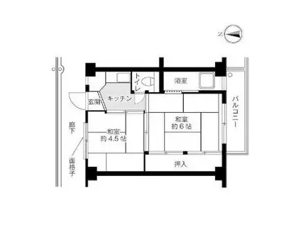 ビレッジハウス吉備2号棟(2K/3階)の間取り写真