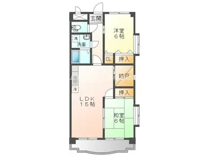 フリーダムコート弐番館(2SLDK/3階)の間取り写真