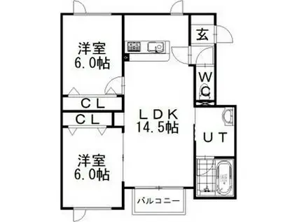 エアリータウンC(2LDK/2階)の間取り写真