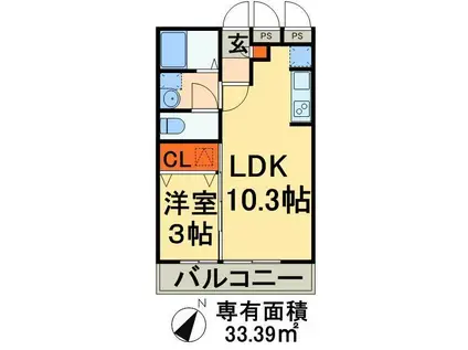 エミナンス II(1LDK/1階)の間取り写真