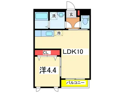 レデス川岸(1LDK/2階)の間取り写真