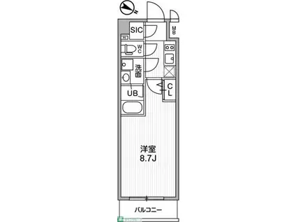 ALTERNA北品川(1K/12階)の間取り写真