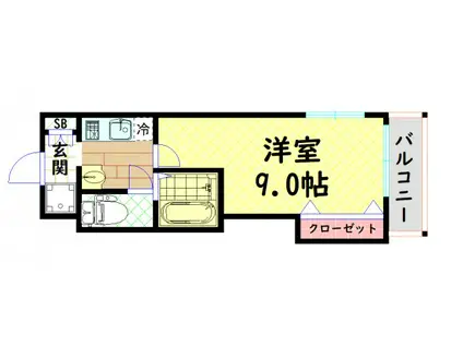 Mプラザ長堀(1K/5階)の間取り写真