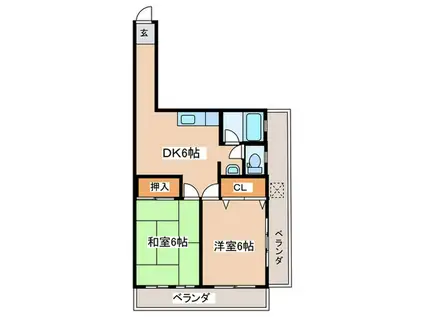 コーポ泉(2DK/3階)の間取り写真