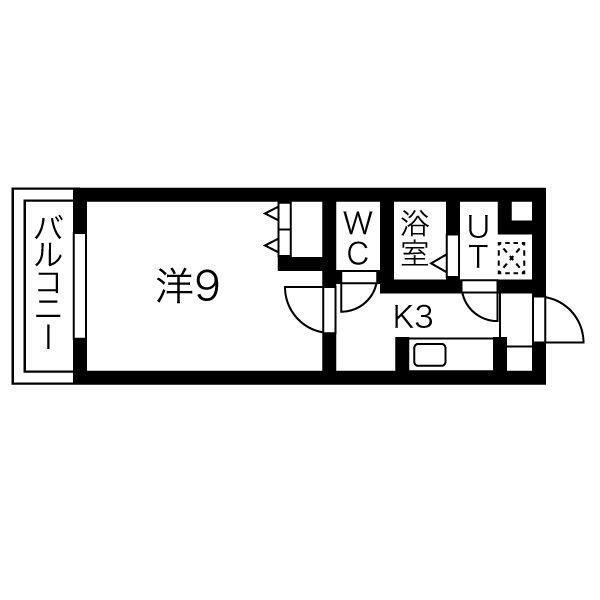 ハーヴェストI(1K/1階)の間取り写真