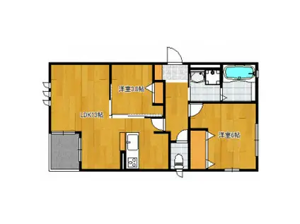 グランテージCHIZU(2LDK/2階)の間取り写真