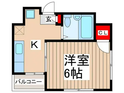 クロノス流山(1K/2階)の間取り写真