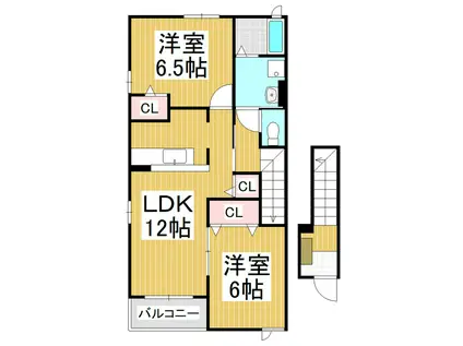 サンライズD(2LDK/1階)の間取り写真