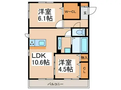 COLINA DO SOL(2LDK/3階)の間取り写真