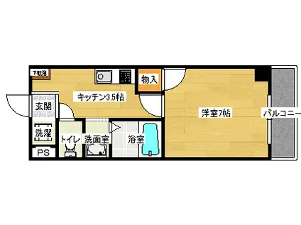 第2エビスヤビル(1K/3階)の間取り写真