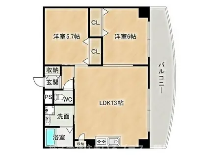 GRANDBELL(2LDK/3階)の間取り写真