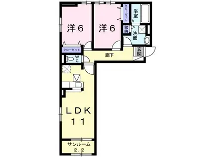 メゾン・ド・エレガンスA(2LDK/1階)の間取り写真