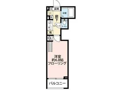 グランクオール青井ウエスト(1K/2階)の間取り写真