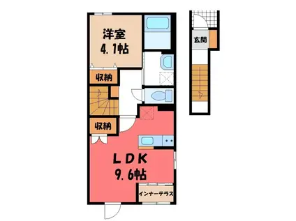 太田市本町 III期工事(1LDK/2階)の間取り写真