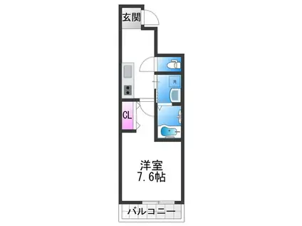フジパレス遠里小野ノース(1K/2階)の間取り写真