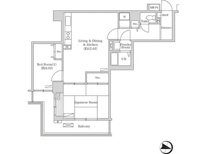 トリニティ芝浦(2LDK/14階)の間取り写真