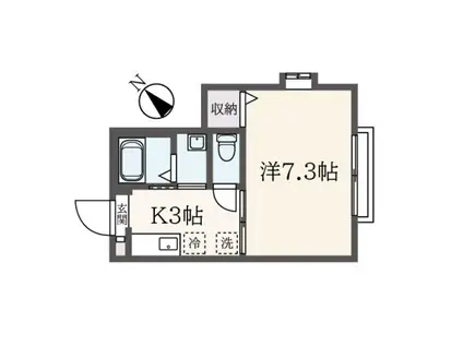 フラッツソレアード(1K/1階)の間取り写真