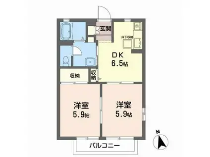 エステート桜 C(2DK/1階)の間取り写真