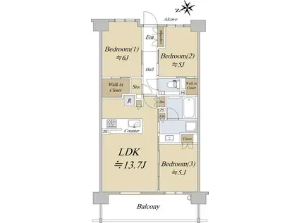 シティハウス吉祥寺北町(3LDK/2階)の間取り写真