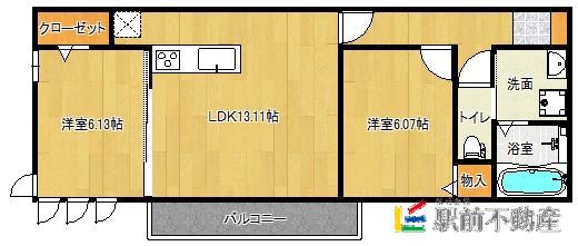 ヴィヴァレス(2LDK/1階)の間取り写真