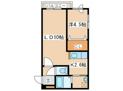 コローレ菊水(1LDK/4階)の間取り写真