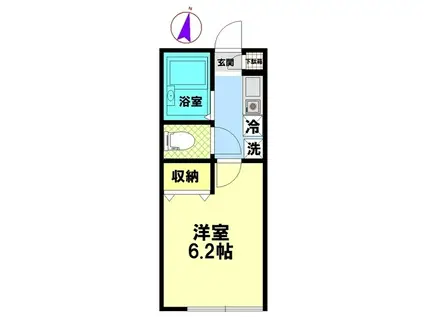 オウルージュ読売ランド(1K/1階)の間取り写真