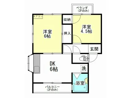 ソシアルコート・壱番館(2DK/2階)の間取り写真