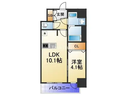 アドバンス北大阪ロワン(1LDK/12階)の間取り写真