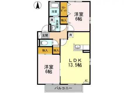 セジュール伏石A・B棟(2LDK/2階)の間取り写真