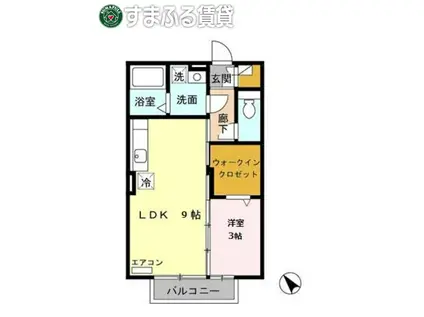 クレールアヴニールA(1LDK/1階)の間取り写真