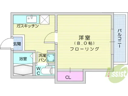 クレストヒルズ(1K/1階)の間取り写真