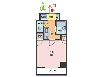 エル・ヴィエント(1DK/4階)の間取り写真