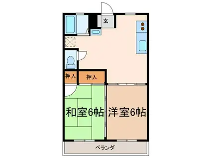 メゾン愛谷(2DK/1階)の間取り写真