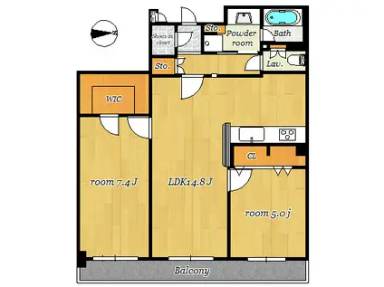 コアマンション辛島公園ゼクシス(2LDK/2階)の間取り写真