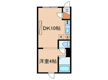 パークサイドD(1DK/4階)の間取り写真