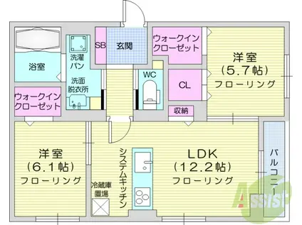 CLASSEUM仙台小田原2(2LDK/1階)の間取り写真
