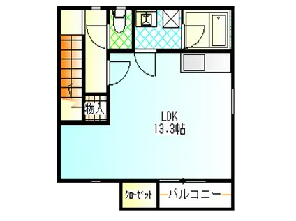 クローバーハイツ上川東(ワンルーム/2階)の間取り写真