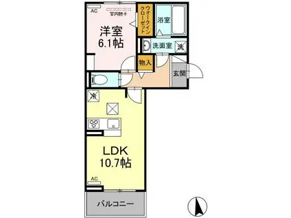 ラフィネ住吉(1LDK/3階)の間取り写真