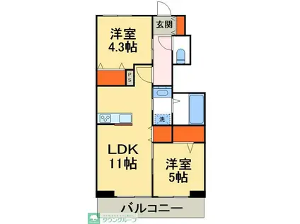 グラウクス(2LDK/1階)の間取り写真